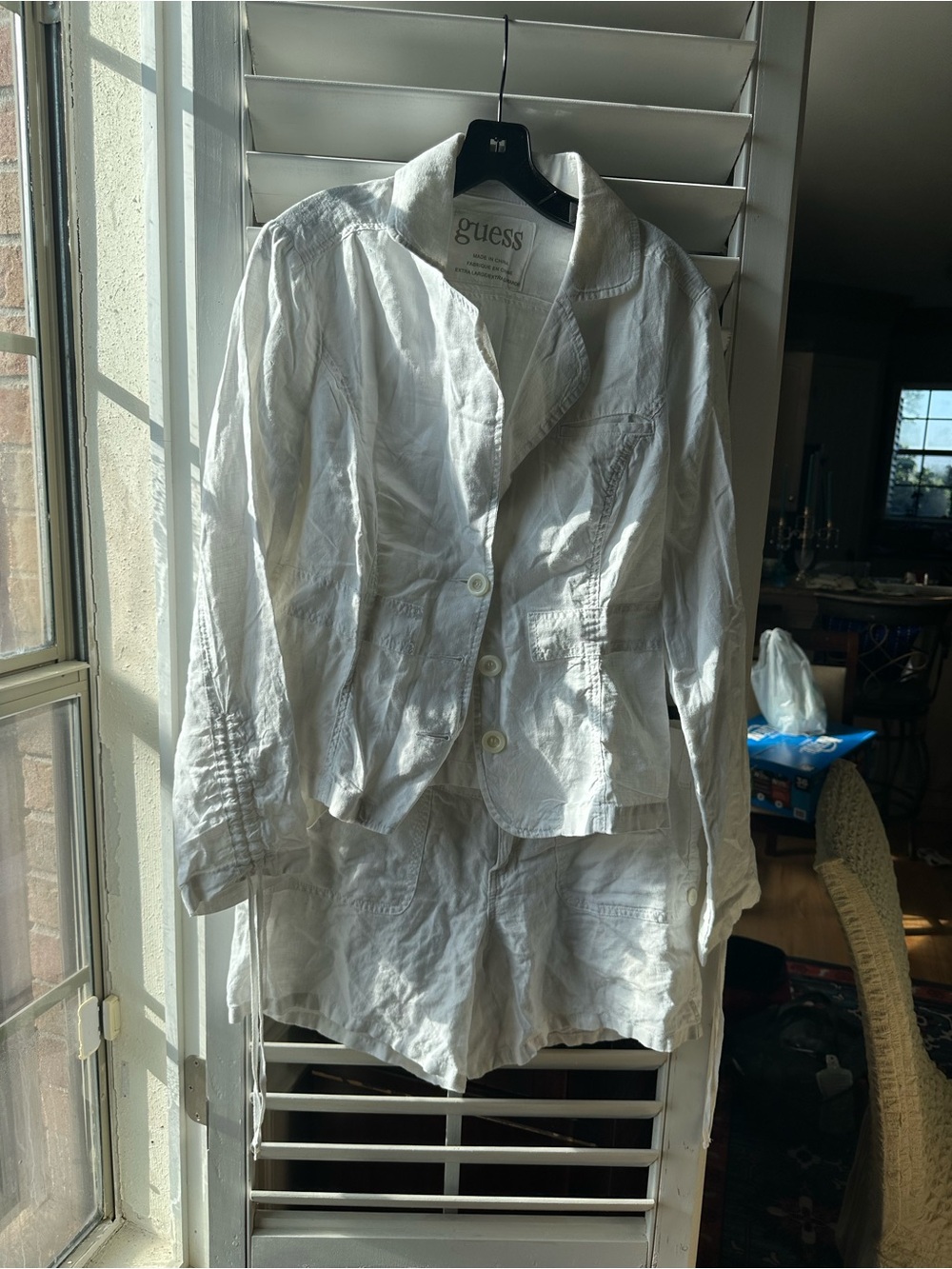 Guess Linen White Women's Lightweight Blazer Jacket